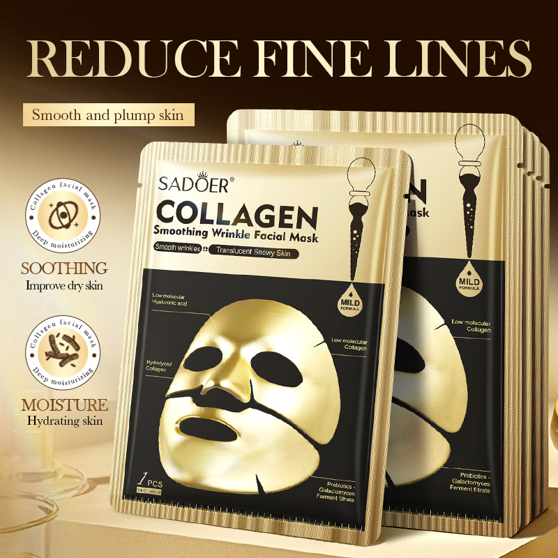 Sheet Mask Collagen - SADOER Máscaras faciais de colágeno dourado