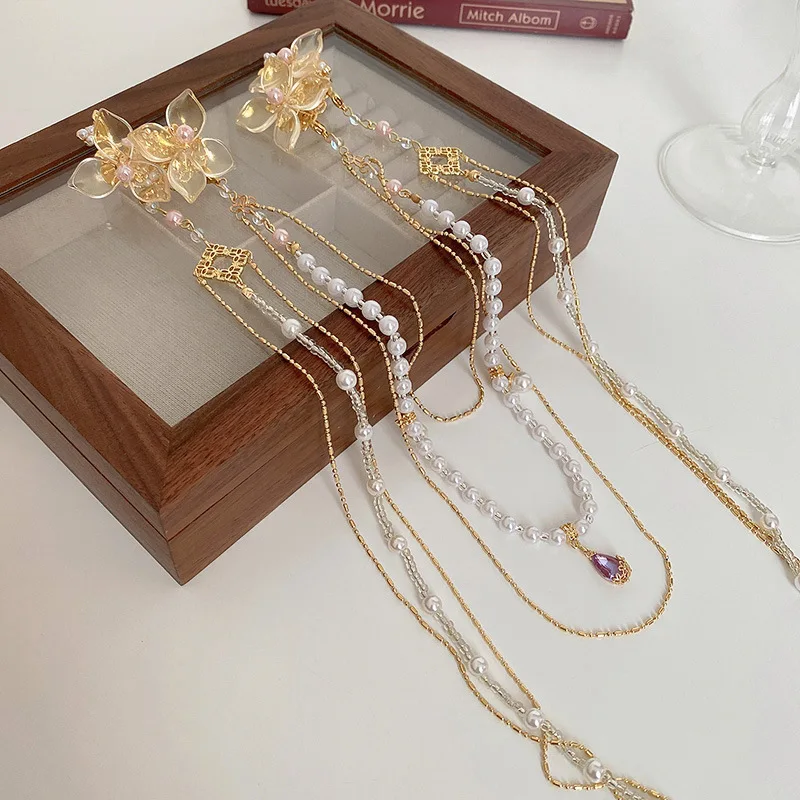 Hanbok Hair Pin - Novo estilo chinês strass flor grampos