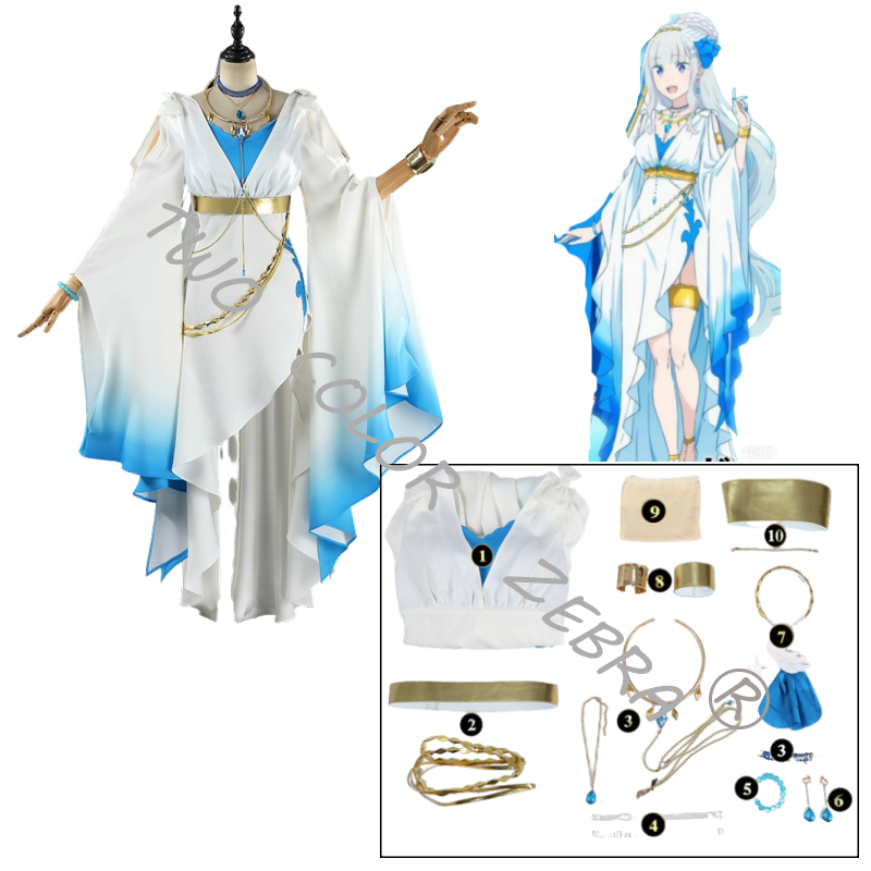 Fantasia de Cosplay Emilia de  - South Korea Lifestyle avaliação e preço